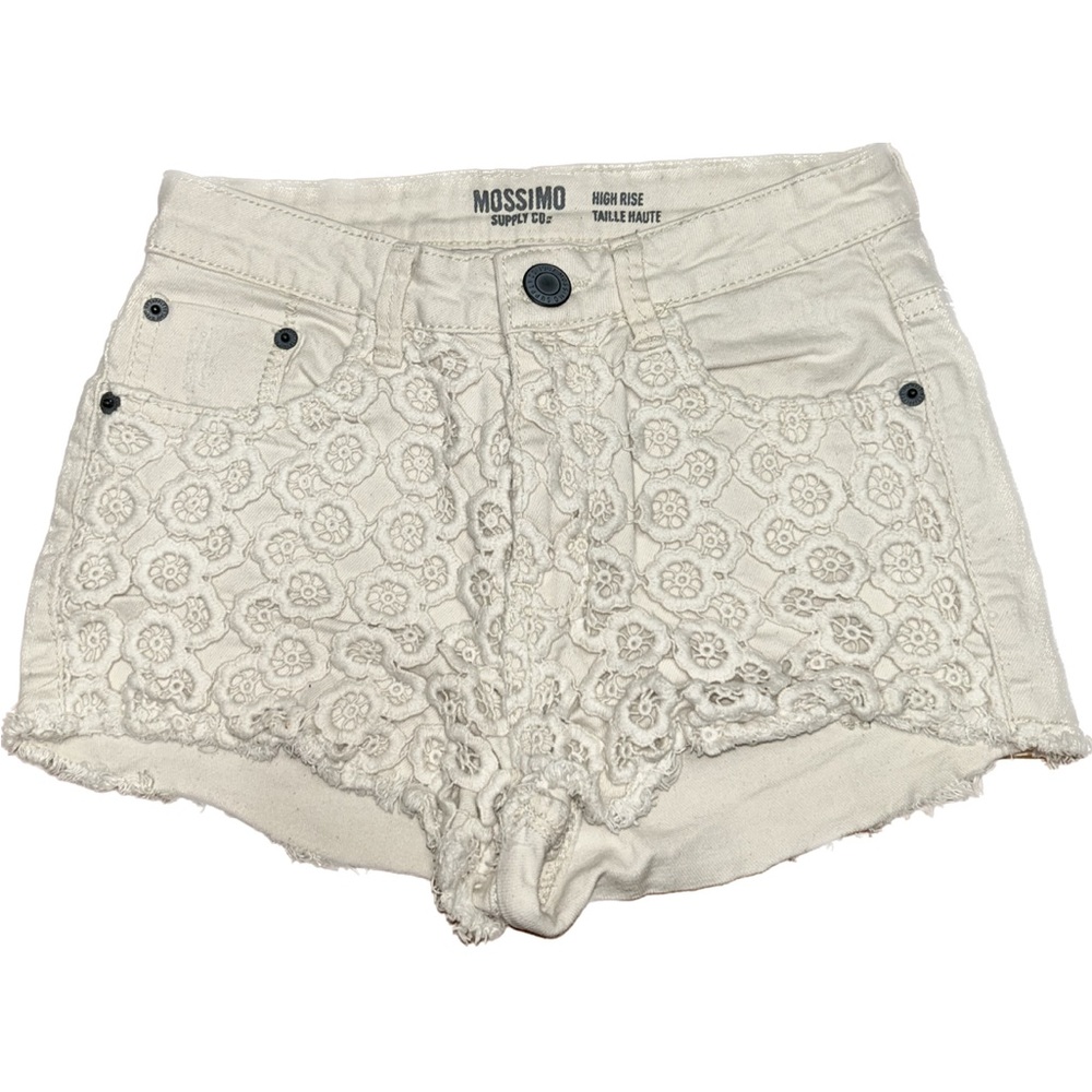 Mossimo Supply Co High Waisted Crochet Lace White Shorts Size 1